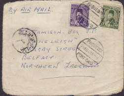 Egypt Egypte By Air Mail (Written) PAQUEBOT Port-Said 1949 Cover Lettre (Front Only!) BELFAST Northern Ireland  Censor - Brieven En Documenten