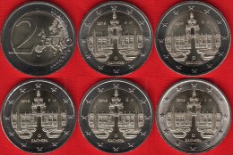 Germany Set Of 5 Coins: 2 Euro 2016 A, D, F, G, J "Dresden" BiM. UNC - Deutschland