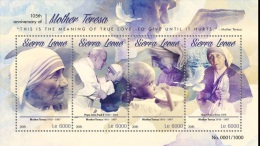 Sierra Leone 2015, 105th Mother Teresa, Pope J. Paul II, 4val In BF - Mutter Teresa