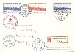 R Sonderpostflug  "Genfer Konvention Rotes Kreuz"  Zürich - Genève             1939 - Erst- U. Sonderflugbriefe