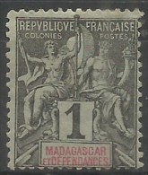 Madagascar - 1896 Navigation & Commerce 1c MH *   Sc 28 - Neufs