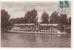 92 - NANTERRE   - LES BORDS DE LA SEINE  - PUB SUR BATEAU BIERE GRUTLI DUBONNET  CHOCOLAT MEUNIER  COOP LA RUCHE - Nanterre