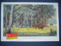 Belarus/USSR/Soviet Union: Mezhdunarodnaya Kniga (International Book) - Advertising - Białowieża Forest, Bison - Belarus