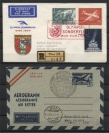 AUSTRIA, AEROGRAMME 3.60 Schilling TOKYO 1953 + SPECIAL FLIGHT VIENNA-ROME 1960 - Primeros Vuelos