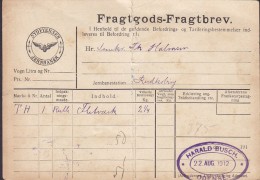 Denmark SYDFYNSKE JERNBANER Fragtgods-Fragtbrev HARALD BUSCH ODENSE GODSEKSPEDITION S.F.J. 1912 RUDKØBING (2 Scans) - Brieven En Documenten