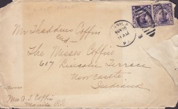 United States Philippines MANILA 1912 Cover Lettre 2x 6 C. Magellan Stamps & Christmas Greetings Vignette (2 Scans) - Philippinen