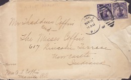 United States Philippines MANILA 1912 Cover Lettre 2x 6 C. Magellan Stamps & Christmas Greetings Vignette (2 Scans) - Filipinas