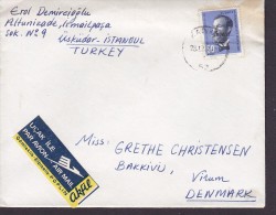 Turkey "UCAK ILE Par Avion Airmail AKFILGömieklik-Elbiselik-POPLIN" Label ISTANBUL 1964 Cover Lettera VIRUM Denmark - Airmail