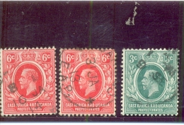 1912 AFRIQUE OR. BR.  Y & T N° 134 - 135 ( O )  Les 3 Timbres - East Africa & Uganda Protectorates