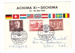 Allemagne Berlin Carte Y&T 103 104 110 Cachet 17.05.1955 Foire Internationale Chimie - Lettres & Documents