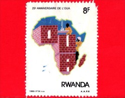 RWANDA  - Usato - 1988 - 25 Anni Dell´OUA (Organization Of African Unity) - 8 - Oblitérés