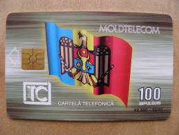 Chip Phone Card From Moldova, 2 Photos, 62 500 12/97, Flaf, Coat Of Arms, Eagle, Triumphal Arch - Moldova