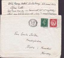 Great Britain Old George Hotel, SALISBURY Wilts. 1953 Cover Brief Prestegården NORE I NUMEDAL Norway Incl. Orig. Letter - Briefe U. Dokumente