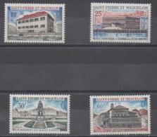 SAINT-PIERRE Et MIQUELON : Monuments Et Bâtiments : Trésorerie, Collége Saint-Christophe, Monuments Aux Marins Disparus, - Unused Stamps