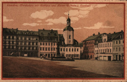 Glauchau. Marktplatz Mit Rathaus Und Kaiser Wilhelm I. Denkmal - Glauchau