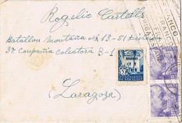 16807. Carta BARCELONA 1945. Recargo Exposicion.  Rodillo Patriotico FRANCO-FRANCO - Barcelona