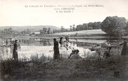 87. HAUTE-VIENNE - AMBAZAC. Colonie De Vacances (Oeuvre Catholique) Au Petit-Muret. Petits Pêcheurs : ça Mord ! - Ambazac