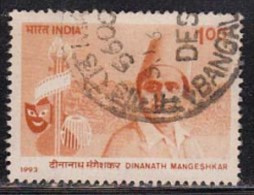 India Used 1993, Dinanath Mangeshkar, Music Instrument, Musician, Stage Actor, Theater, Mask. (sample Image) - Oblitérés