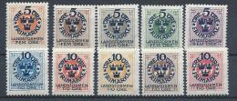 Suède 1916 , N°76/85 Neufs, Série Courante Surchargée - Unused Stamps