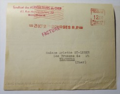 BOURGES SYNDICAT DES AGRICULTEURS DU CHER Oblitération Mécanique Sur Document 23 Ost 1953 - Mechanical Postmarks (Advertisement)