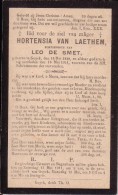 GOYCK Hortensia VAN LAETHEM épourse Léo DE SMET 1848-1911 Doodsprentje - Décès