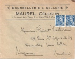 3396 MANOSQUE Lettre Entête Bourrellerie Munitions MAUREL CELESTIN  Mercure 50 C Bleu Yv 414Ax2 - Storia Postale