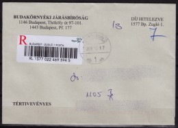 2015 Hungary - Official Judaical COVER/LETTER - REGISTERED / AVIS De Réception - Dienstzegels