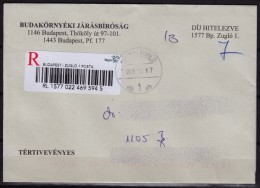 2015 Hungary - Official Judaical COVER/LETTER - REGISTERED / AVIS De Réception - Officials