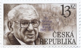 Czech Rep. / Stamps (2015) 0860: Sir Nicholas Winton (1909-2015) Prague Railway Station, Children; Painter: Zd. Netopil - Jewish