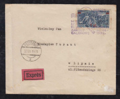 Poland Polen 1936 EXPRESS Cover Balloon Gordon Bennett Postmark Warzawa To Peliszce - Lettres & Documents
