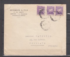 Lettre  De  MONACO  Annee 1946 Pour BORDEAUX   Avec 3 Timbres - Briefe U. Dokumente