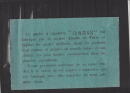 Publicité Papier à Cigarette OASIS Société ABADIE Paris  " Toute Personne Soucieuse De Sa Santé ...." Vert - Andere & Zonder Classificatie