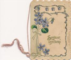 Carte De Voeux Chromo Fleurs Gaufrée Et Ajourée Souvenir Affectueux - Menu