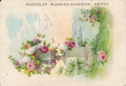Chromo Chocolat Magniez-Baussart Amiens Gaufrée Fleurs Colombes - Altri
