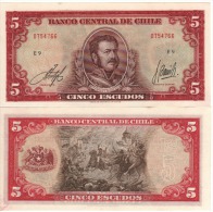 CHILE   5  Escudos ,       P138   ND   1964    UNC - Chili