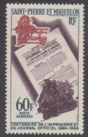 Saint-Pierre Et Miquelon - PA 37 -100 Ans De L'imprimerie Et Du Journal Officiel - - Unused Stamps