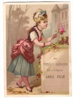 Jolie Chromo Calendrier 1879 1er Semestre Lithographie Romanet Paris Au Fidèle Berger Louis Fille Fleur Rose A7-4 - Sonstige & Ohne Zuordnung