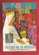 FIESTAS DE LA MERCED BARCELONA 1957 TARJETA POSTAL EXPOSICIÓN FILATÉLICA BARCELONETA En POSTAL - Feuillets Souvenir