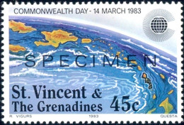 GEOGRAPHY-OCEANIC LAYOUTS-COMMONWEALTH DAY-SPECIMEN-St VINCENT-1983-MNH-B3-944 - Geographie