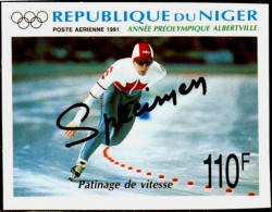 SPORTS-WINTER SPORTS-SPEED SKATING-SPECIMEN-OLYMPIC YEAR-PRE ALBERTVILLE-IMPERF-NIGER-110F-MNH-B3-946 - Skateboard