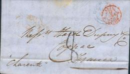 1850 - Leicester ( Angleterre)  - Lettre Avec Correspondance (3 Pages) - Entrée Angl .2. Calais >>>> Cognac - - Entry Postmarks