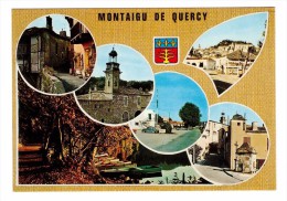 82 Montaigu De Quercy 6 Vues Divers Aspects De La Ville Voiture Automobile Citroen 2cv 2 Chevaux Carte Non Voyagée - Montaigu De Quercy