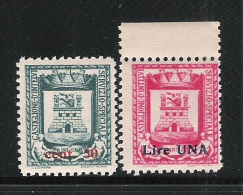 CASTIGLIONE D'INTELVI - 1945: 2 Valori Nuovi Stl Da 50 C. E Lire 1 Serie STEMMA Con Soprastampa - In Buone Condizioni. - Emisiones Locales/autónomas