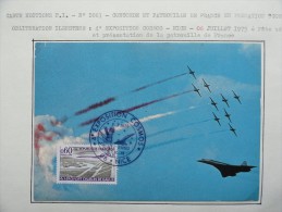 CARTE MAXIMUM CARD CONCORDE OSI 6 JUILLET 1975 NICE PRESENTATION DE LA PATROUILLE DE FRANCE - Concorde