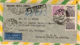 BRASILIEN  R -Luftpostleichtbrief 1948 BAHIA - DETROIT - Luchtpost