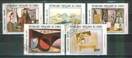 Art, Peinture -Pablo Picasso - CONGO - L'atelier, Paysage, Terre Et Mer, L'atelier De Cannes - N° 292 à 296 - 1981 - Used