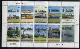 Grenada-Grenadines          1024/1033  **   Feuillet     Trains - Grenada (1974-...)