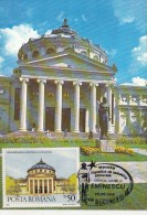 37255- BUCHAREST- ROMANIAN ATHENEUM, MAXIMUM CARD, 1989, ROMANIA - Maximum Cards & Covers