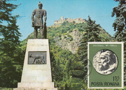 37264- DEVA- KING DECEBAL MONUMENT, FORTRESS RUINS, MAXIMUM CARD, 1976, ROMANIA - Tarjetas – Máximo