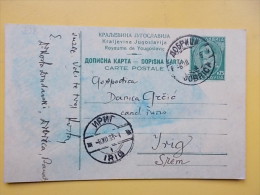 D 328 - DOPISNICA, CARTE POSTALE, IRIG - DOBRICA, KRALJEVINA JUGOSLAVIJA - Storia Postale